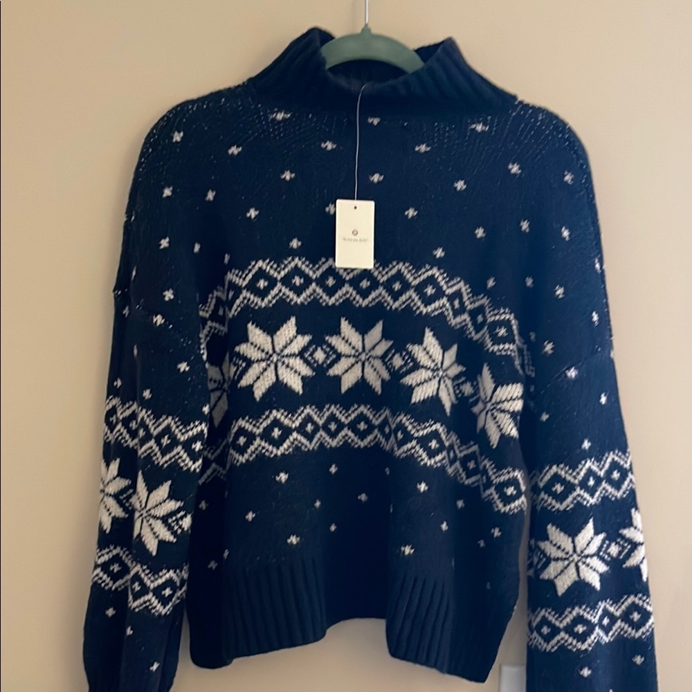 Women's Black and White Snowflake Sweater
